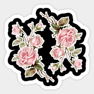 Double Vintage Rose Illustration Design Sticker